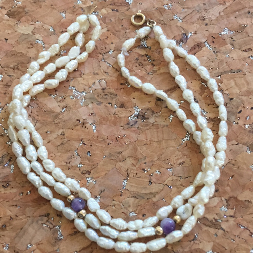 Vintage 14 karat gold pearl bracelet WW